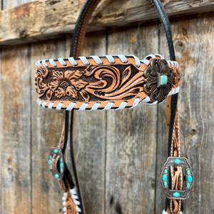 Conjunto de Establo para Caballos de Cuero Genuino de Alta Calidad, Pintado a Mano, Estilo Occidental, Cómodo Collarín y Cabezada para Caballo - Product Image 4