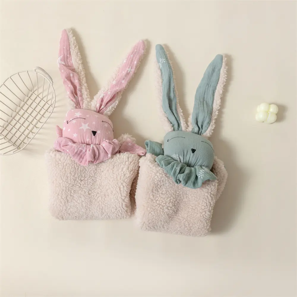 Baby Biologisch Katoen Mousseline Sherpa Security Deken Baby Knuffel Pasgeboren Knuffel Knuffels Pluche Lovey Voor Baby Shower Geschenken