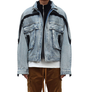 Chaqueta vaquera personalizada al por mayor, ropa de calle, chaqueta vaquera rasgada para hombre, abrigo informal a la moda de marca a granel para hombre - Product Image 1