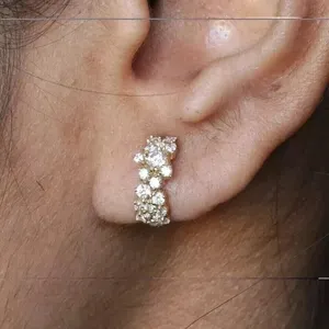 Tishya Diamond 925 Silver 1.20Ct Round Cut Moissanite Earrings Women's Minimalist <b>Hoop</b> for Party Anniversary Engagement or Gift - Product Image 2