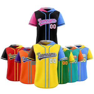 เสื้อเบสบอลแขนสั้นมีฮู้ดสำหรับผู้ใหญ่และเยาวชนเสื้อฮู้ดแบบกระดุมเต็มแบบกำหนดเองสำหรับ unixe - Product Image 1