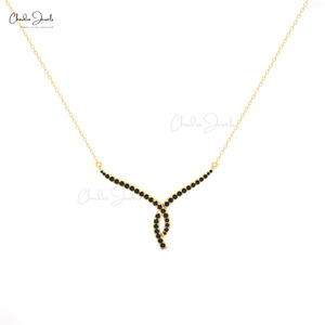 Handcrafted 14k Solid Gold Genuine 1.5mm Pave Set Black Diamond Twisted Bridal Necklace Gift Jewelry Manufacturer Direct <b>Supply</b> - Product Image 1