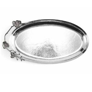 Vente chaude Nickelé À La Main En Acier Inoxydable Plateau De Service Fleur Conception Alimentaire Salade Plateau pour Cadeau ou Usage Domestique - Product Image 1