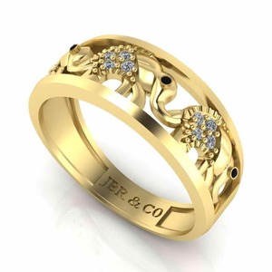 Offre spéciale diamant rond plaqué or 925 argent sterling bonne chance éléphant bague de mariage pour les femmes au prix de gros - Product Image 4