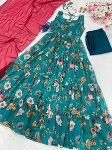 Summer Comfort 2025 High Premium Quality Fancy Floral Printed Back Side Dori Pattern Anarkali <b>Dress</b> <b>for</b> Girls' Wear <b>for</b> <b>Sale</b> - Product Image 5