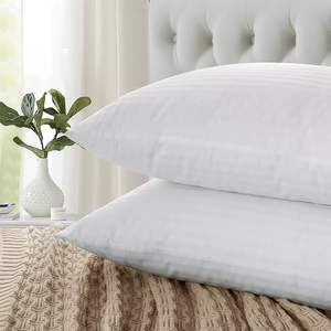 Almohada de Hotel Económica al por Mayor de 75x50 cm con Soporte para el Cuello, Relleno de Microfibra, Tela de Algodón No Tejida, Almohada con Franjas - Product Image 3