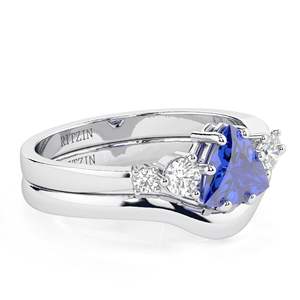 Royal Blue Trillion Cut Diamond 5 Stone Nupcial Set Anillo para mujer - Product Image 4