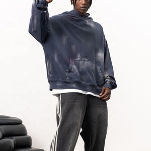 Ropa de calle para hombre de calidad superior lavado con ácido Sun Fade French Terry Pullover Plus Size Hoodie de proveedor de ropa - Product Image 6