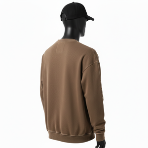 Sweat-shirt pour homme en molleton de coton brossé premium 320 g/m² teint en pigment marron avec logo imprimé varsity personnalisé Basics Sweatshirts - Product Image 5