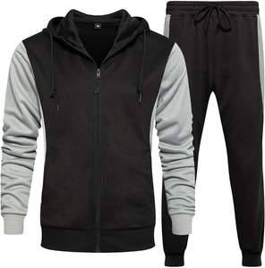 ชุดวอร์มลำลองสำหรับผู้ชาย OEM ผ้าโพลีเอสเตอร์/ผ้าฝ้ายขนแกะ เป็นมิตรกับสิ่งแวดล้อม ระบายอากาศได้ดี แห้งเร็ว ชุดกางเกงจ็อกเกอร์ลายเรียบพร้อมเสื้อฮู้ด - Product Image 1