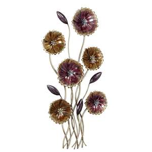 Art mural en métal floral charmant en or et violet, pour un style plus luxueux - Product Image 2