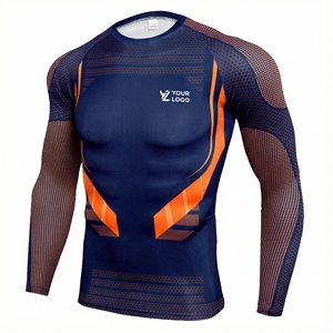 Men's Adult Gym Fitness Long Sleeve <b>Compression</b> Quick Dry Digital Print Spandex/Polyester 220g Sportswear High <b>Spring</b> Rash Guard - Product Image 1