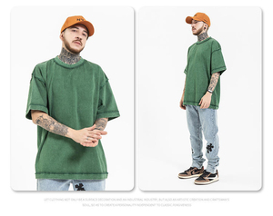 Buena calidad hombres Boxy Fit recortada camiseta de gran tamaño ropa de calle camiseta para hombre 100% algodón gota hombro camiseta personalizada - Product Image 5