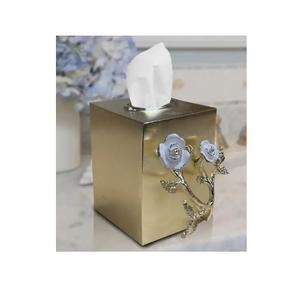 Soportes de pañuelos de acero inoxidable decorativos de flores para eventos de fiesta para mesas Trending Dining Kitchen Caja de pañuelos de metal - Product Image 3