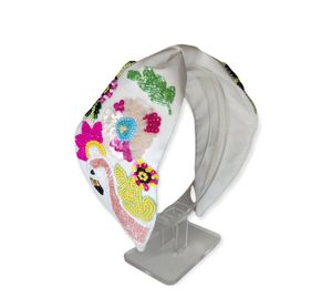 Bandeaux personnalisés faits à la main en tissu brodé à la main avec rembourrage doux, facile à porter, tout accessoire perlé - Product Image 2