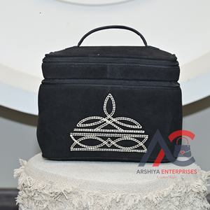 Genuine Suede Leather <b>Boot</b> Stitch Jewelry Case Western Jewelry Display <b>Storage</b> Case Women Travel Portable Zipper Jewelry Boxes - Product Image 1