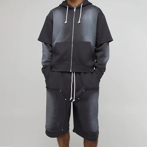 Nueva Llegada Conjunto de Sudadera con Capucha y Pantalones Cortos para Hombre, Estilo Urbano, Tejido Grueso, 100% Algodón Felpa, Logotipo Personalizado, Servicio OEM, Tallas Personalizables - Product Image 1