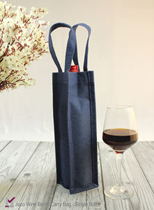 Ecológico personalizado yute Juco lienzo botella de vino bolsas de transporte de fabricante indio - Product Image 2