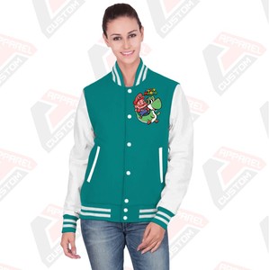 Hot Selling women's Casual Street Wear Canvas Varsity <b>Jacket</b> with Stand Collar Customized Printing Breathable Windproof - Product Image 1