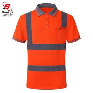 เสื้อโปโลแขนสั้นระบายอากาศได้ดีน้ำหนักเบาเสื้อเซฟตี้ชุดทำงานผ้าเทปสะท้อนแสงสีเหลืองส้ม - Product Image 5