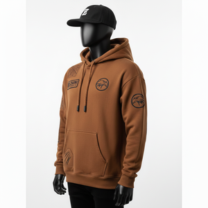 Sudadera con Capucha para Hombre, Algodón, Poliéster, Felpa, 320 GSM, Color Marrón Suave, Logotipo Personalizado con Transferencia de Calor de Silicona, Sudaderas Básicas para Hombre - Product Image 4