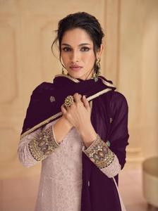 ชุดสلوار คามีซสำเร็จรูปผ้าจอร์เจียต์เนื้อหนาปักลายเลื่อมสไตล์อินเดียและปากีสถานสำหรับผู้ใหญ่ คอลเลคชั่นงานปาร์ตี้ - Product Image 6