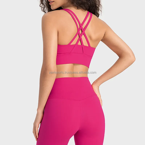 Soutien-gorge de sport personnalisé OEM pour femmes, léger, respirant, pour le fitness, soutien-gorge de yoga OEM en couleur unie avec logo en spandex sur mesure - Product Image 4