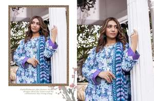 Últimos trajes Kameez de lino modestos de Invierno para mujer, cuello alto, transpirable, estampado diario, estilo, bordado fino, estampado diario recto - Product Image 4