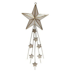 Vente chaude étoile verre suspendu et or métal décoration de noël décoration de la maison au meilleur prix tissu père noël électrique - Product Image 1