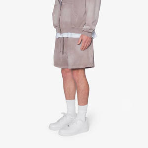 Short d'été pour hommes personnalisé de haute qualité Vintage en détresse lavé à l'acide coton éponge français Streetwear blanc haut motif solide - Product Image 2