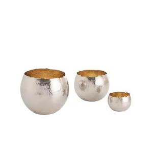 Cuencos de metal plateado para una elegante presentación de comida disponibles en varios tamaños y diseños y MOQ bajo - Product Image 1