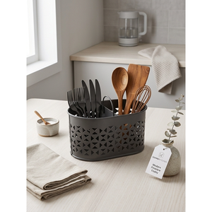 Organizer per Utensili da Cucina in Metallo Zincato – Organizer per Forchette, Cucchiai e Coltelli - Product Image 4