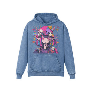 Baby Pink Color Acid Wash Calidad Premium Transpirable a prueba de viento Calentamiento sobre tamaños Pullover Hoodie Hombres - Product Image 2