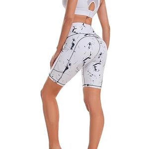 Blanc Noir Imprimé Sans Couture Yoga Shorts Femmes Taille Haute Scrunch Butt Lift Fitness Gym Workout Shorts - Product Image 4