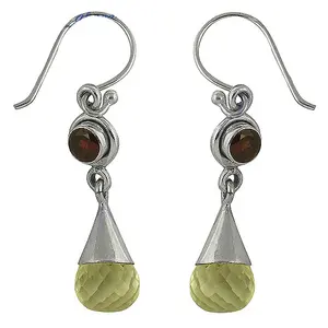 Boucles d'oreilles pendantes en or 14 carats et argent 925 avec pierre précieuse citrine, design goutte, pour les occasions de mariage, plaqué or - Product Image 1