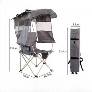 Silla de Playa con Toldo, Soporta 330 Libras, Silla Plegable para Camping con Toldo y Portavasos, Bolsillo Lateral para Campamento, Playa, Pesca - Product Image 5