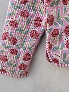 Chaquetas acolchadas florales naranjas, chaqueta de algodón con estampado floral estilo bohemio para otoño e invierno, abrigo estilo streetwear, chaqueta acolchada reversible estilo boho. - Product Image 6