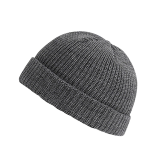 Bonnet d'hiver en acrylique avec logo personnalisé, bonnet avec crâne, jacquard, noir vierge, tricoté, court, meilleure qualité, bonnet tendance - Product Image 5