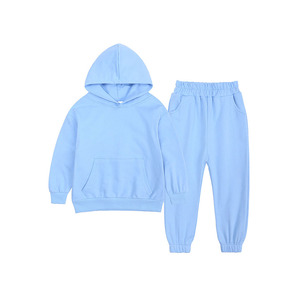 Conjunto Deportivo con Capucha para Niños Unisex, Sudadera y Pantalones Deportivos de Color Sólido, Ropa Casual de Otoño, Manga Larga, Bolsillos Laterales - Product Image 2