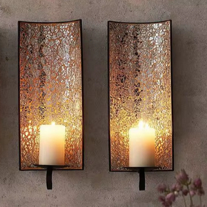 Luxury <b>Mosaic</b> Glass Metal Wall Mounted Candle Holder Sconce Decorative Pillar Stand For Home Hotel Restaurant Wedding Decor Gift - Product Image 1