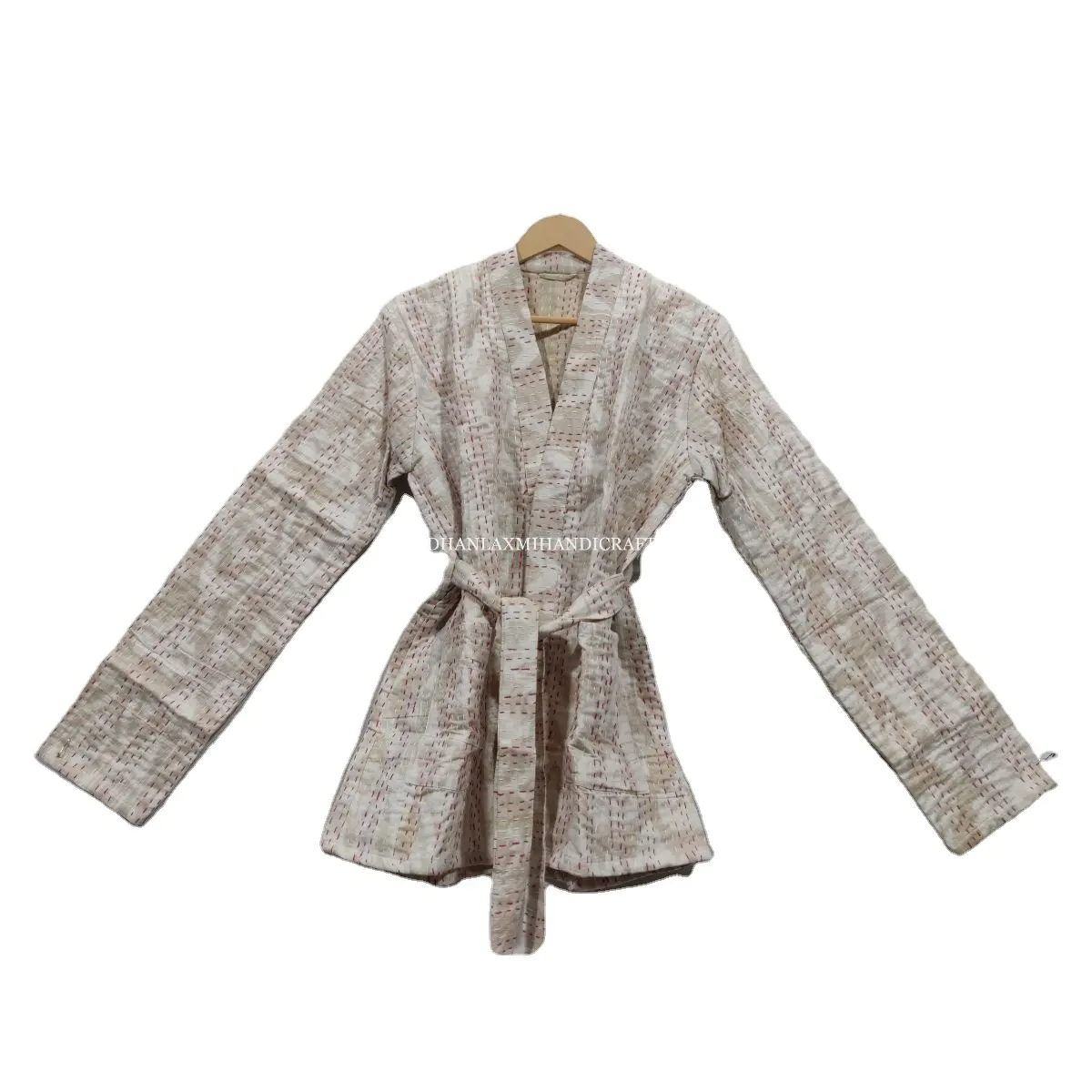 Handmade Ethnic Wholesale Ikkat Print Short Maxi Women Coat Bathrobe Kantha Hand Woven Cotton Winter Jacket