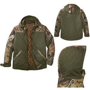 <b>Mens</b> Wool Fur Fuzzy Hunting Apparel Hunting Outfit Desert Fuzzy Woodland Coat Baggy Wind Tactical Uniform Camouflage - Product Image 2