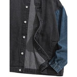 Veste en jean surdimensionnée style décontracté unisexe de haute qualité en tissu délavé bleu noir personnalisé vente en gros pour femmes et hommes - Product Image 4
