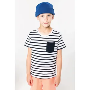 T-shirt a righe per bambini con tasca, merchandising personalizzato - Product Image 1