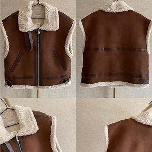 Chaqueta de chaleco tejido transpirable de cuero genuino para mujer al por mayor - Product Image 1