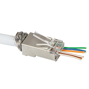 Connettore Cat.6 RJ45 aperto frontalmente schermato facile installazione - Product Image 1