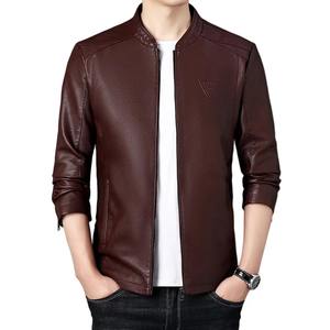 Chaqueta de cuero con borde cruzado para hombre, chaqueta de cuero de motocicleta informal con cuello levantado nuevo estilo británico a la moda para adolescentes - Product Image 5
