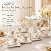 Service à thé en porcelaine et céramique JOZING de luxe avec garniture dorée et cristaux, tasses, soucoupes, pot Dallah, liquidation de stock, directement de l'usine, mariage arabe