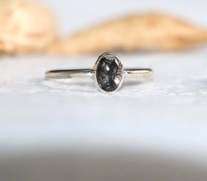 Handmade 925 Sterling Silver Single Stone Oval Cut <b>Black</b> Rutile <b>Ring</b> <b>Women</b> Minimalist Band Direct Factory Wholesale - Product Image 1