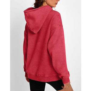 Sweat à capuche décontracté pour femme, vintage, délavé à l'acide, brodé avec logo frontal, pour l'automne et l'hiver, OEM, écologique, col à capuche - Product Image 6